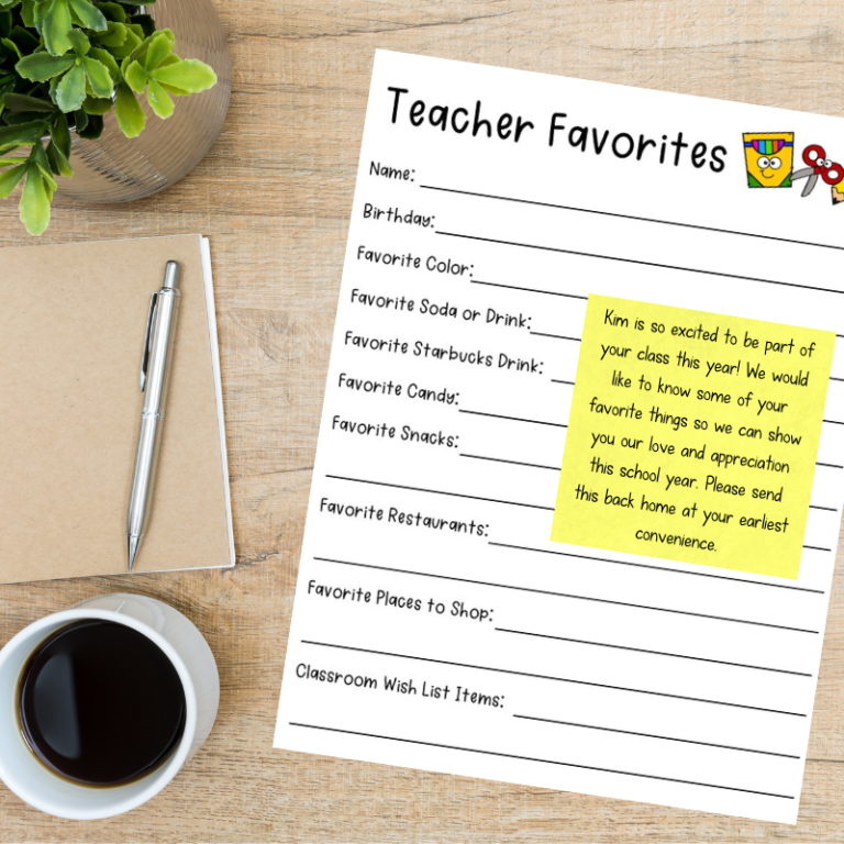 Free Teacher Favorite Things Form Sarah Chesworth