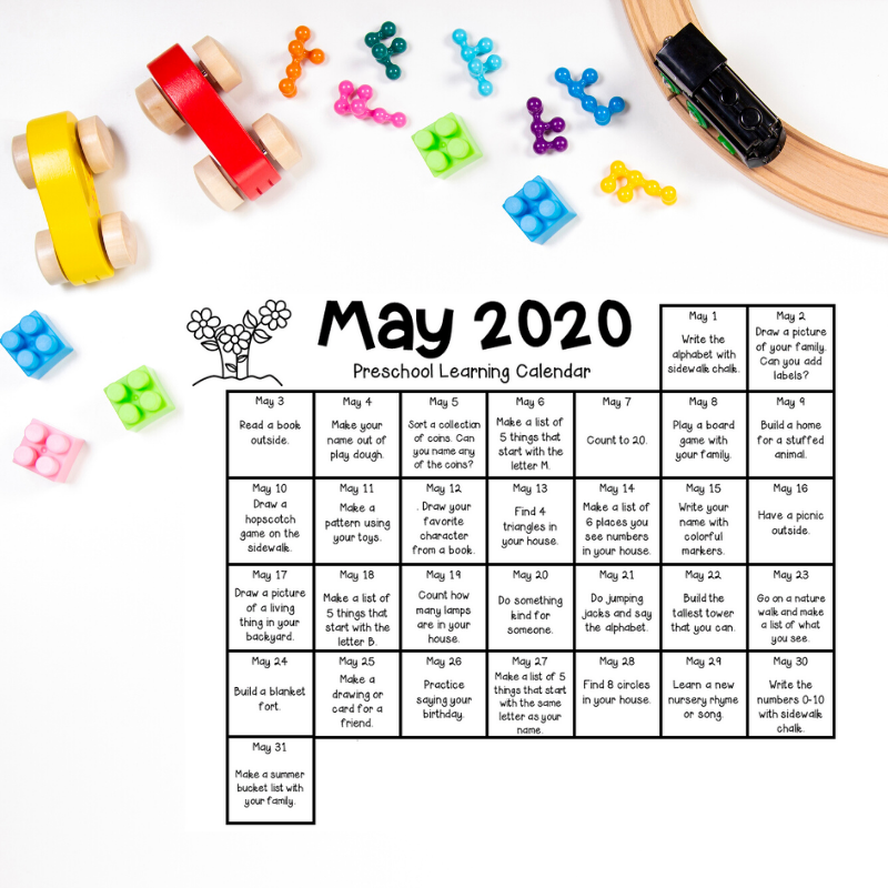 May Preschool Learning Calendar