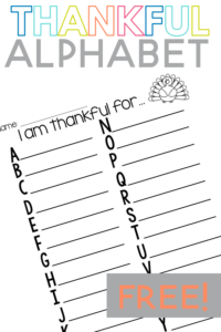 I am Thankful Alphabet Thanksgiving Writing - Sarah Chesworth