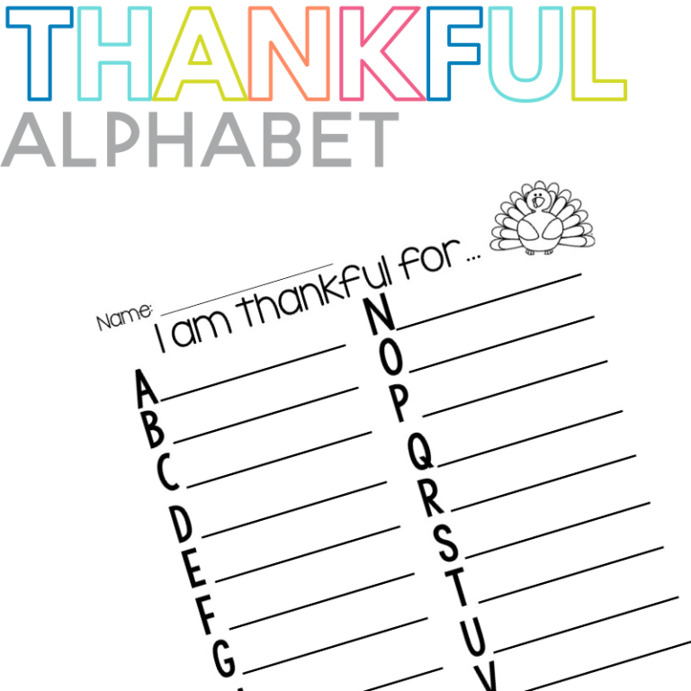 I Am Thankful Alphabet Thanksgiving Writing - Sarah Chesworth