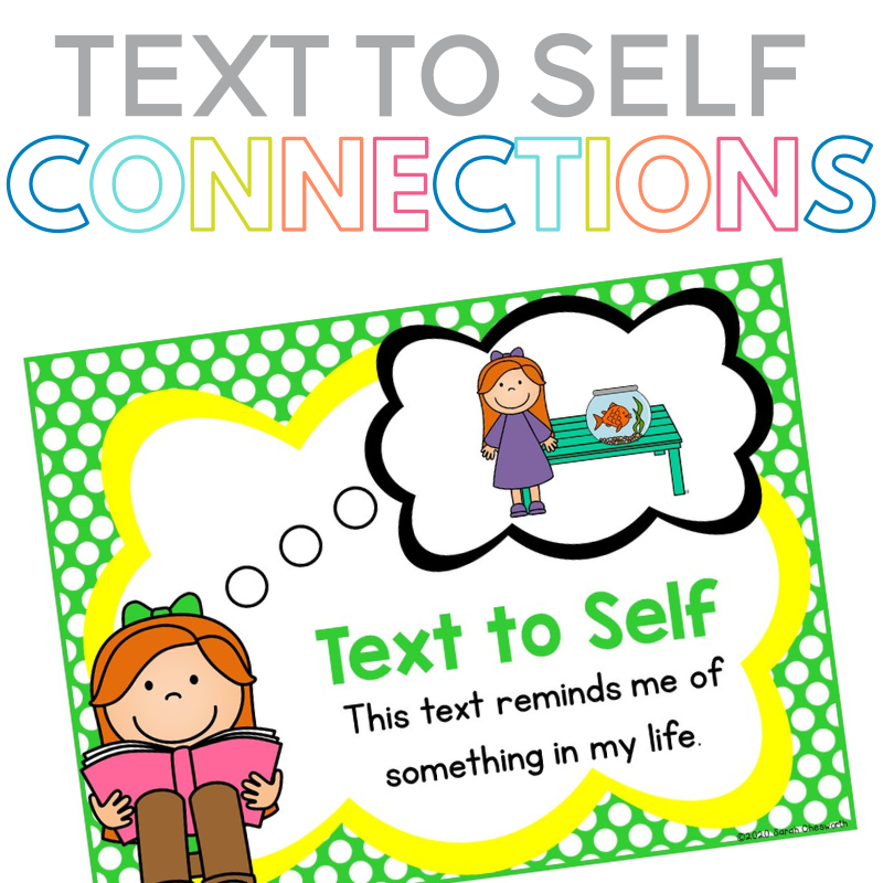 Text to Self Poster with girl graphic reading a book and thinking about her pet fish