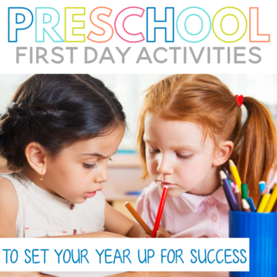 Is there anything more fun to plan than preschool first day activities? The first day of school is one of my favorites, but it can also be one of the most stressful! Here are 5 first day of school preschool activities that will set your school year up for success!