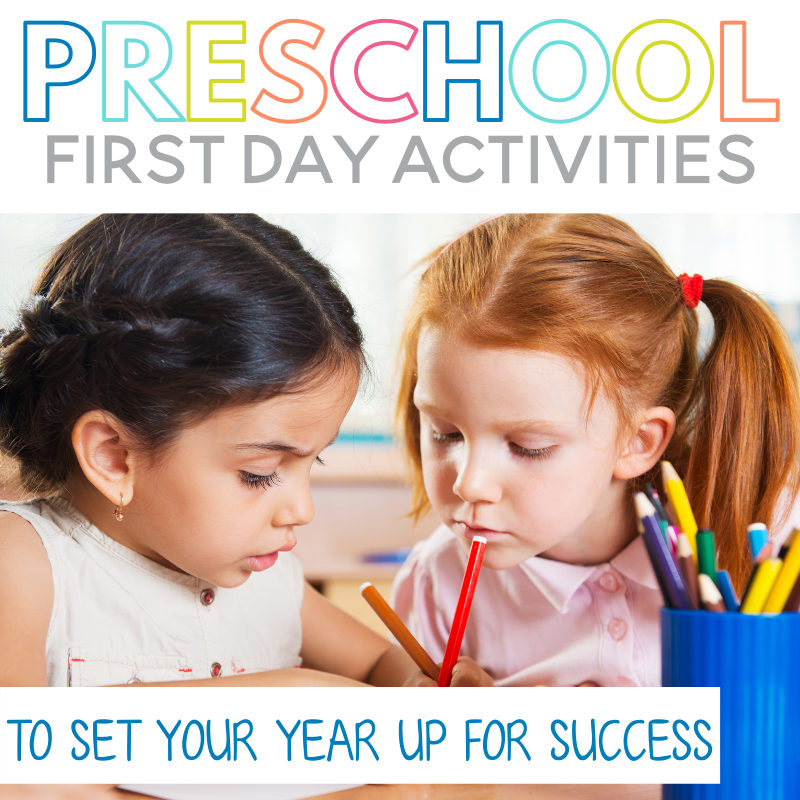 Is there anything more fun to plan than preschool first day activities? The first day of school is one of my favorites, but it can also be one of the most stressful! Here are 5 first day of school preschool activities that will set your school year up for success! 