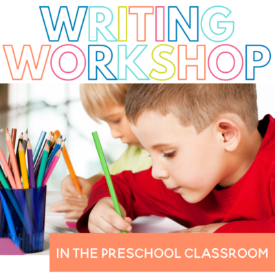 It can be overwhelming to think about starting writing workshop with preschool students, but this post will give you some ideas to make it easy. One idea for your writing workshop time is to introduce writing journals and prompts. This post will show you how to plan your writing time and how to set up writing journals, preschool writing journal prompt ideas and ideas for your writing lessons in preschool and kindergarten.