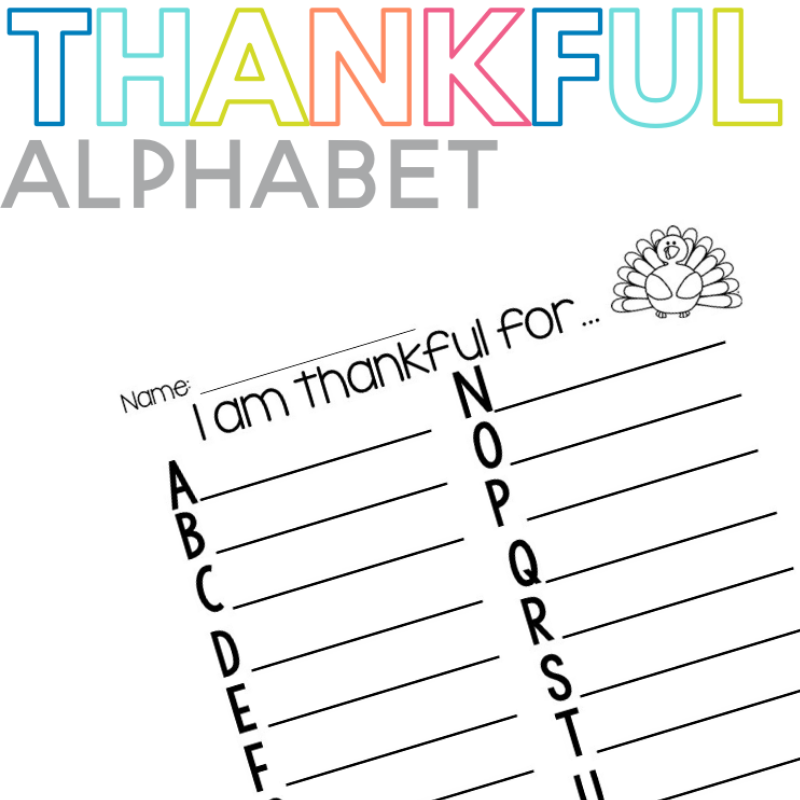 I am Thankful Alphabet Thanksgiving Writing