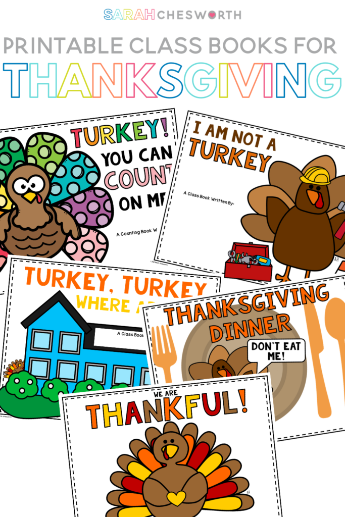 Class books are fun to make with your students and are valuable learning tools! These Thanksgiving Class Books are great for reading and writing with preschool and Kindergarten students! They let students practice things like name recognition, sight words, reading simple sentences and more. This Thanksgiving class book collection includes class books about being thankful, disguising a turkey, counting feathers and more!