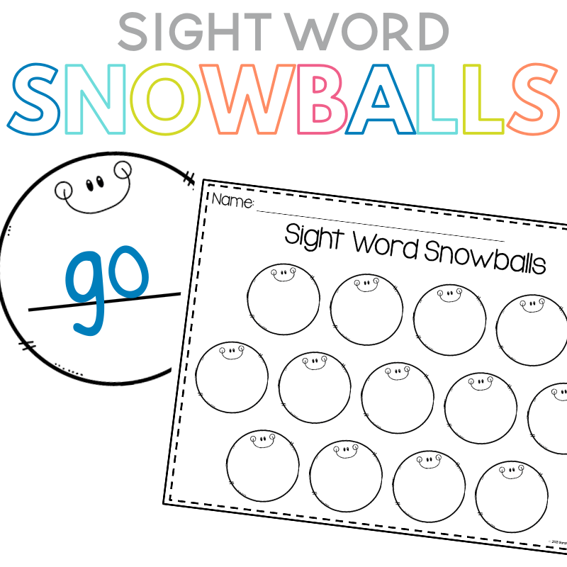 These sight word snowballs can be customized with the sight words that your students are working on! They are a great winter literacy center for Kindergarten or first grade students. Just write the sight words on the snowballs and let your students find and write each word.