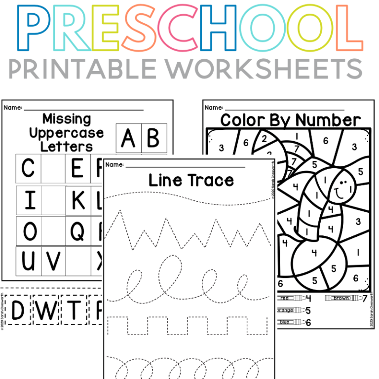 8 Free Printable Preschool Worksheets for Learning Fun - Sarah Chesworth