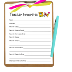 Free Teacher Favorite Things Form - Sarah Chesworth