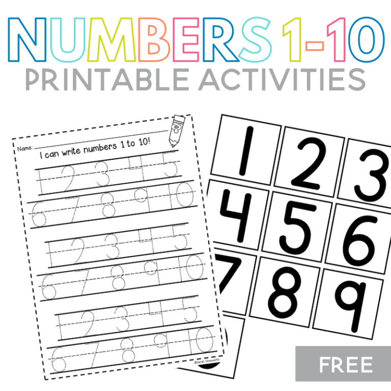 Printable numbers 1-10 - Sarah Chesworth