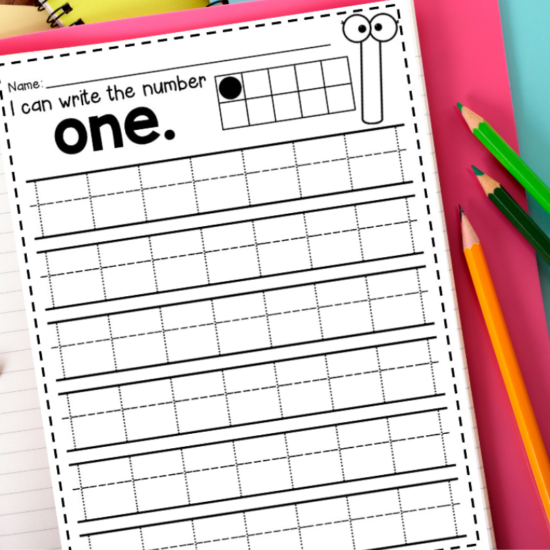 Preschool and Kindergarten students are usually ready to start learning numbers 1-10! These printable number activities and number worksheets will help little ones learn how to write numbers, number recognition, and more! This post also includes free printables for practice number writing, large printable numbers and number tiles. Plus, resources for planning your number of the week!