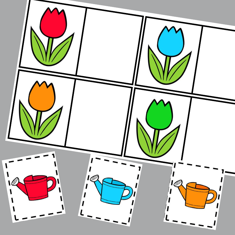 flower color matching activity for may