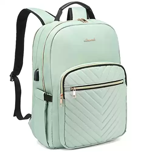 Laptop Backpack with 15.6 inch Laptop Sleeve with USB Port, Mint Green