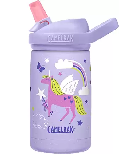 CamelBak Eddy+ Kids 12 oz Bottle, Insulated Stainless Steel with Straw Cap - Leak Proof When Closed,Magic Unicorns