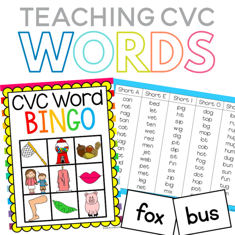 CVC Words: Lists and Printable Free Activities for Teaching - Sarah ...