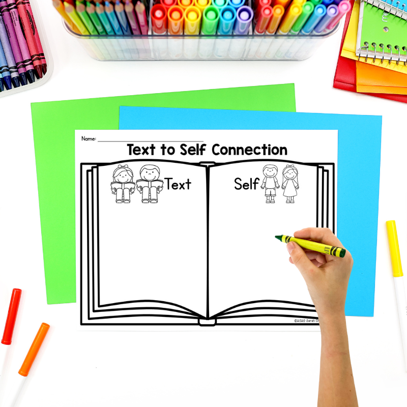 This text to self worksheet is perfect for students who are able to draw their connection to the story. This response sheet is available with and without writing lines and for each of the text connections including: text to self, text to text, text to world and text to media.