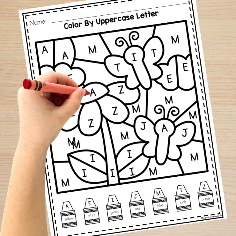 Color By Code Worksheets for Kindergarten - Sarah Chesworth